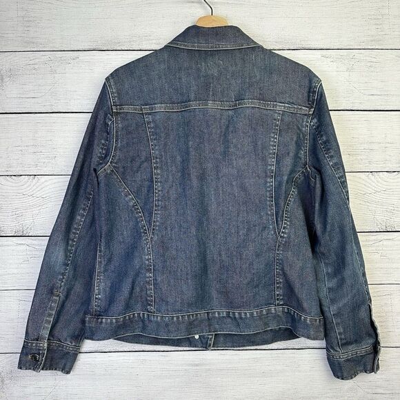 J. Jill Denim Jean Jacket Womens Size Medium Button Down Stretch Blue‎ Med Wash - Picture 4 of 8
